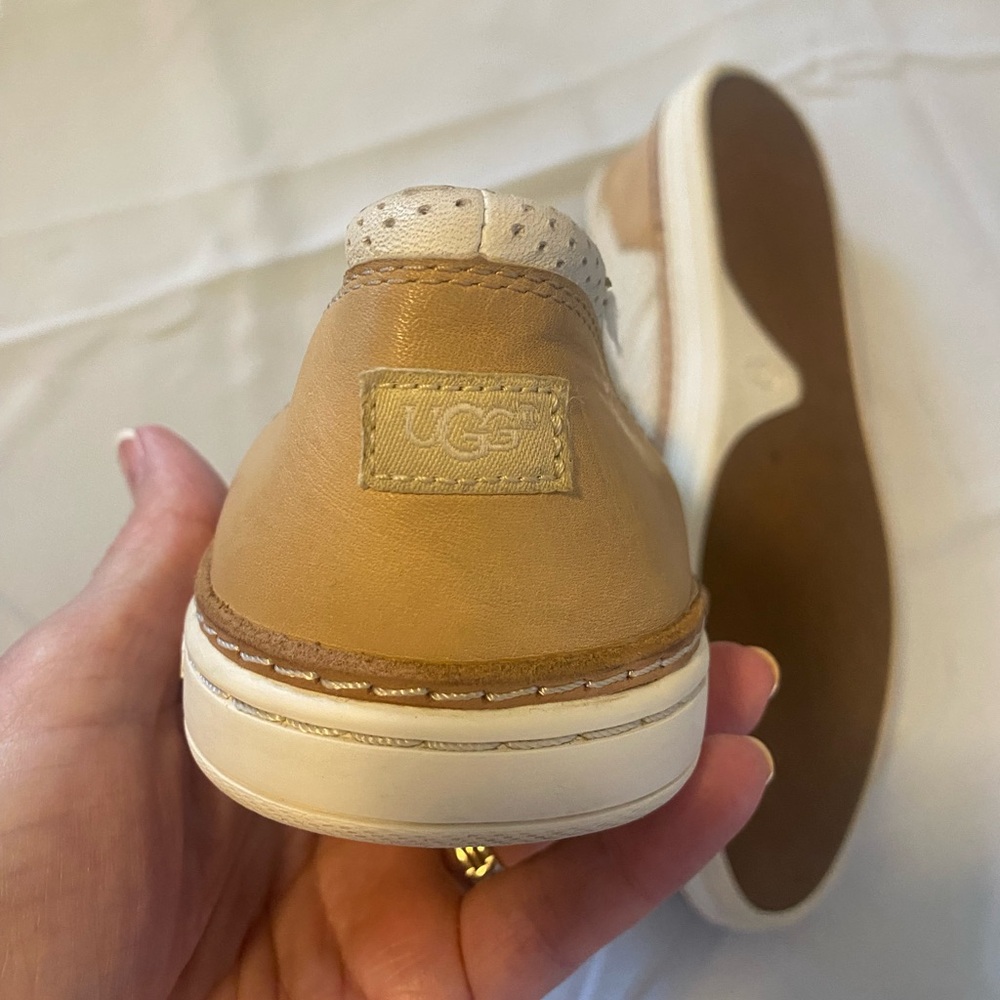 UGG - WOMENS SLIP ON SNEAKERS- size 10 Bone color with Tan trim - Picture 7 of 8